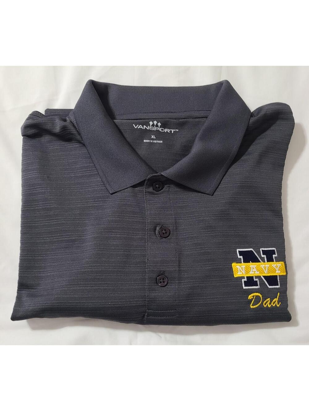 Vansport Performance Polo Shirt Mens Size XL Gray Navy Dad Embroidered Golf GUC
